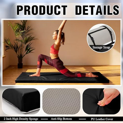 Lyrow 2 Inch Thick Yoga Mat 72x24 with Carry Strap Foam - color: Black
