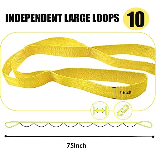 Stretching Strap Yoga Strap with Loops for Physical Therapy, Non-Elastic - color: Yellow