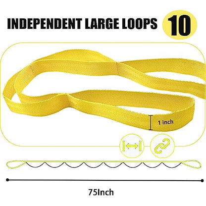Stretching Strap Yoga Strap with Loops for Physical Therapy, Non-Elastic - color: Yellow