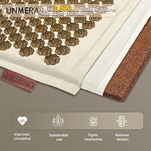 UNMERA Acupressure Mat and Pillow Set,Natural Linen & Coconut Fiber Filling | Back/Neck Pain Relief, Sciatic, Headache and Muscle Relaxation, Comes with Carrying Bag - color: Linen Original