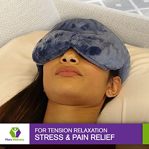 Cooling Eye Compress - Soft Blackout All Natural Aromatherapy for Tension Relaxation, Stress and Pain Relief - Wearable Tension Migraine & Headache Relief - Long Lasting Cooling Therapy - color: Blue