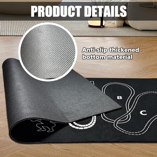 Squat Mat with Foot Position Guide, Anti-Slip Squat Target Mat for Home Gym, Leg, Glute and Ab Workouts, Lightweight Rollable Exercise Mat, 31.5" x 13.78" - color: black