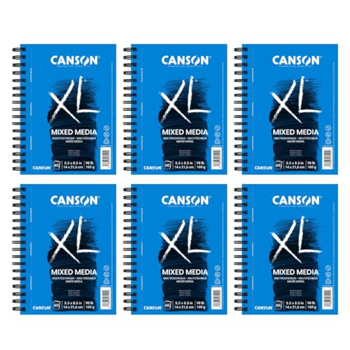 Canson XL Series Mixed Media Pad 5-1/2" x 8-1/2", Pack of 6 - size: 5.5x8.5, 6-Pack, style: Mixed Media