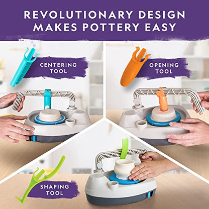 National Geographic Pottery Wheel for Kids Complete Beginner Kit | 2-Speed Electric Motor, 2 Lbs. Air-Dry Clay, Sculpting Tools, Paints and Apron, Creative Craft Toy, Birthday Gift - style: Starter Pottery Wheel