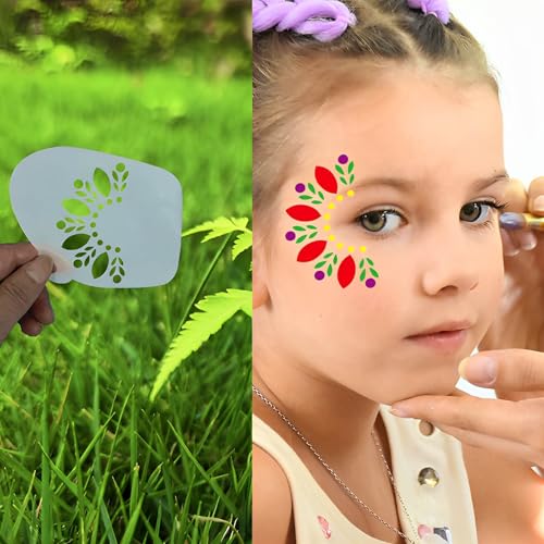 28 pcs Face Paint Stencils Kits Face Painting Stencils Reusable | Reusable Face Tattoo Painting Templates for Kids - color: Mix01