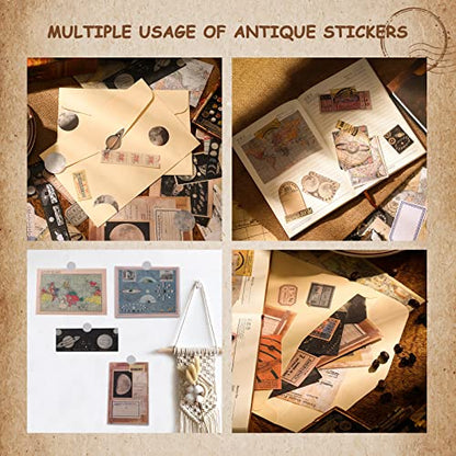Scrapbook Supplies Pack (200 Pieces) for Art Journaling Bullet Junk Journal Supplies Planners DIY Vintage Stickers Craft Kits Notebook Collage Album Aesthetic Picture Frames (Celestial)