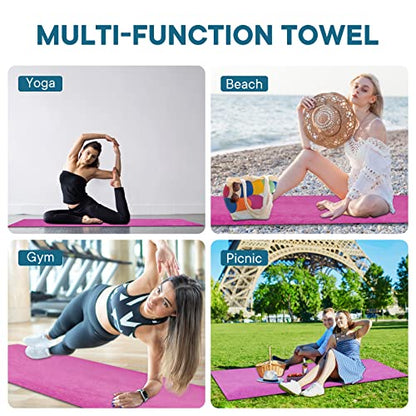 Yoga Towels, Non Slip Hot Yoga Mat Towel with Grip Dots,Super-Absorbent Soft Microfiber Yoga Blanket for Pilates, Fitness and Workout 72inch x 24inch - color: Hot Pink