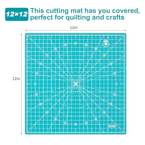 Headley Tools 12"x12" Rotating Cutting Mat, Self Healing Mat with 360-Degree Rotation & Anti-Slip Base, Sewing Board Cutting Mat Perfect for Fabric Quilting Leather Hobby Project, Light Blue - color: LIight blue, size: 12"L x 12"W