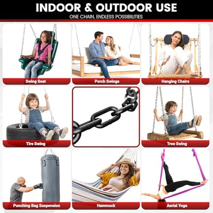 sprookber 25" Hanging Swing Chain,1000 lb Capacity,6 mm 304 Stainless Steel - color: Black, size: 1 PACK 25inch