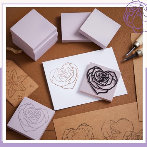 Frienda 24 Pcs 2" x 2" Rubber Carving Block Printmaking Stamp, Light Purple | Easy to Carve, for Printmaking, Stamp Making, DIY Crafting, Scrapbook, Painting, Soft Linoleum for Beginners, Professionals - color: Light Purple