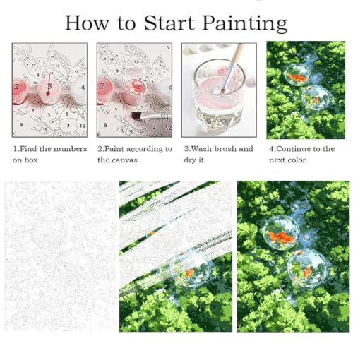 ZRIZQ Paint by Numbers Kit for Adults Beginner,Forest Goldfish,16x20 | Full set with wooden brushes,rolled canvas,rich paints.Calming activity.Beginner friendly.Just open and paint. - color: 16"X20"Rolled Canvas-Landscape 3