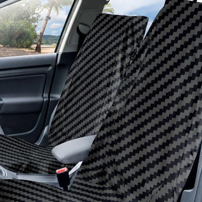 2 Pack Car Seat Towel Cover with Storage Bag, Carbon Fiber Textured | 63 x 32 in Car Towel Seat Cover Non Slip Waterproof, Gym Workout Swimming Running, Machine Washable Sweat Absorbent Protector - style: Carbon Fiber Textured