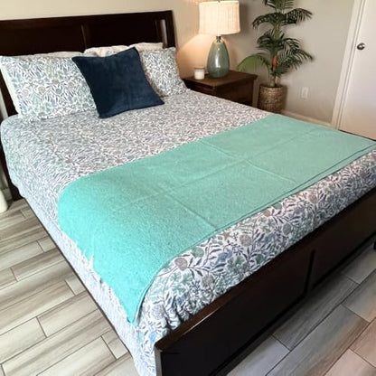 Open Road Goods Solid Color Mexican Yoga Blanket – Large Handwoven Throw for Yoga, Beach, Camping or Home – Soft and Durable Cotton Blend - color: Mint Blanket