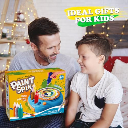Spin Art Machine for Kids, Paint Spinner Arts & Crafts Gift Kit, Ages 4-12 | Includes machine, 36 artboards, 7 washable paints & splatter guard. Easy-clean, screen-free STEAM gift for girls & boys - color: Green