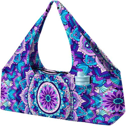 Yoga Mat Bag Large Yoga Bag and Carrier with Strap Zipper and Pockets Fits All Your Stuff Yoga Tote Pilates Bags for Women Fit Most Size Mats - color: Purple