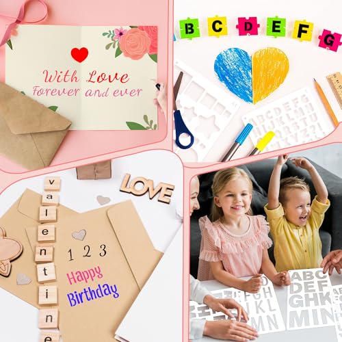 41Pcs Letter Stencils Reusable Small Alphabet Number Stencils for Painting | 1/2,3/4,1,5/4,2Inch,stencil letters,Small Plastic Templates,5 Font,Shape Stencils for Crafts,Drawing, Notebook,Home Decor