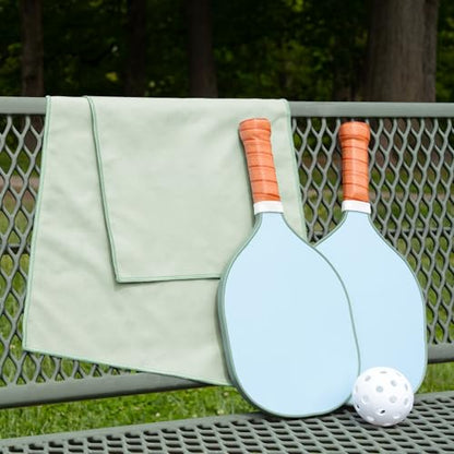 S&T INC. Seude Microfiber Gym Towels & Carry Bags, 3 Pack, 12" x 40", Green - color: Sage (3 Pack)