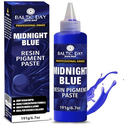Midnight Blue Epoxy Resin Pigment Paste, Extra Large 191g (6.7oz) – Opaque Resin Colorant, Highly Concentrated Epoxy Dye, Mica Powder Alternative for Resin Art, Jewelry, Tumblers, River Tables & Crafts - color: Midnight Blue