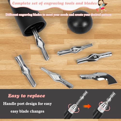 LAMPTOP 47 Pcs Block Printing Linocut Kit DIY Printmaking & Craft Projects | Rubber Stamp Making Set with Rubber Blocks,Carving Tools,Brayer & Ink,Complete Stamp Cutter Set for Beginners, Adults, Women