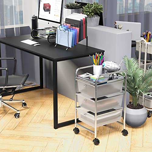 Simple Houseware 3 Drawers Rolling Utility Cart Art Craft Organizer, Chrome - color: Chrome, size: 3 Drawers