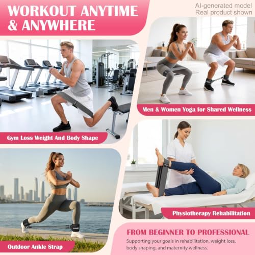 KUTIZE Ankle Resistance Bands with Cuffs & Fabric Resistance Bands Set - Legs & Glutes Workout Equipment for Women & Men, Home Gym Heavy Exercise Bands for Hip, Yoga, Strength Training, Rehab, Pilates - color: Black