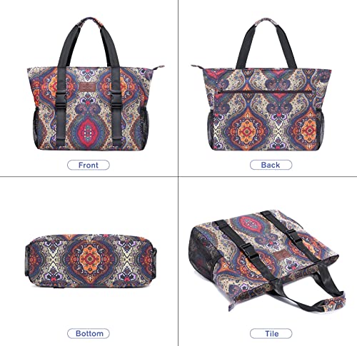 Heathyoga Multi-Functional Yoga Mat Carrier Gym Tote Bag - Large Mat Pocket, Women's Workout Bag - color: Buckle-Totem