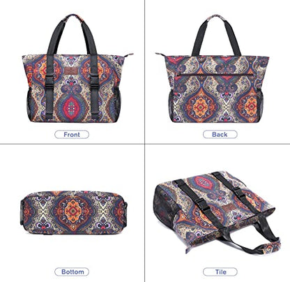 Heathyoga Multi-Functional Yoga Mat Carrier Gym Tote Bag - Large Mat Pocket, Women's Workout Bag - color: Buckle-Totem