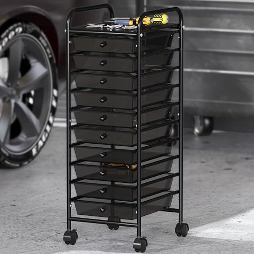 Simple Houseware 10 Drawers Rolling Utility Cart Organizer, Black - color: Black, size: 10 Drawers