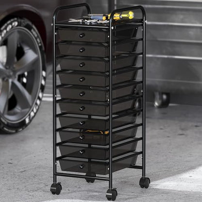 Simple Houseware 10 Drawers Rolling Utility Cart Organizer, Black - color: Black, size: 10 Drawers