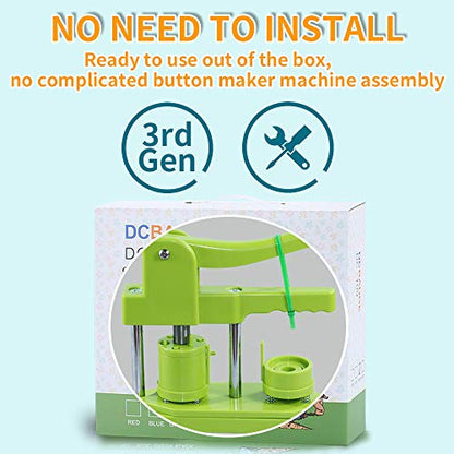Happizza Button Maker Machine, (3rd Gen) Installation-Free 32mm(1.25 in) DIY Pin Button Maker Press Machine Kit, Badge Punch Press Machine with Free 500pcs Button Parts&Pictures&Circle Cutter - size: Round - 32 mm