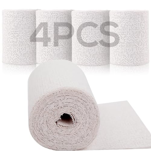 4 Pack 4'' x180'' Plaster Cloth Gauze Bandages Rolls, 500gsm Plaster Strip | for Craft Projects, Mask Making, Belly Casts, Body Molds - size: 4 Inch x 180 Inch(4 Pack)