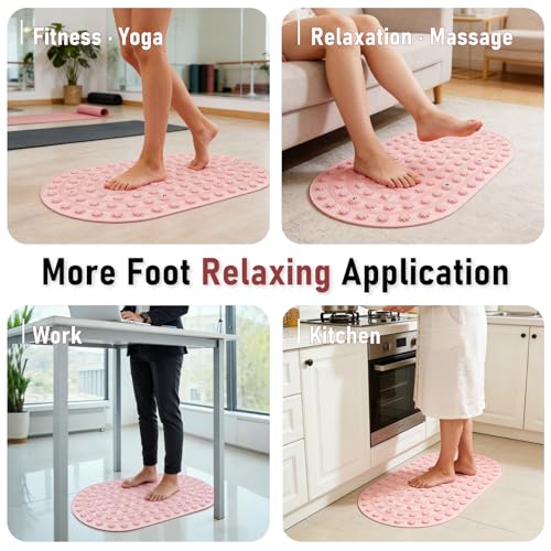 Foot Massage Mat Acupressure Board Large 30*17.7 In, Silicone Jogging Reflexology Mat for Feet Soft & Stiff Feet Magnetic Pressure Point Acupuncture Mat for Yoga Home Office Standing Elderly Pink - color: 30x17.7" Pink