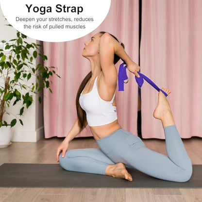 2 Yoga Block and 2 Yoga Strap Set,Non-slip EVA Foam Blocks, High Density Yoga Bricks with 6ft Strap, Supportive Latex-Free Yoga Block Accessories for Pilates - color: Purple
