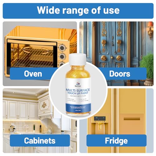 SENVEN Liquid Gold Leaf Paint High Gloss Multi Surface Rich Gold Paint for Metal, Wood, Plastic, Canvas, Appliance, Furniture Scratch Repair & Art Handcrafts 30ml/1.5oz Fast Drying Acrylic Metallic Finish - color: Gold Leaf - 1.5 oz