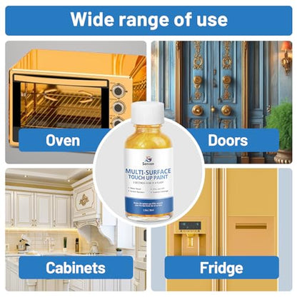 SENVEN Liquid Gold Leaf Paint High Gloss Multi Surface Rich Gold Paint for Metal, Wood, Plastic, Canvas, Appliance, Furniture Scratch Repair & Art Handcrafts 30ml/1.5oz Fast Drying Acrylic Metallic Finish - color: Gold Leaf - 1.5 oz