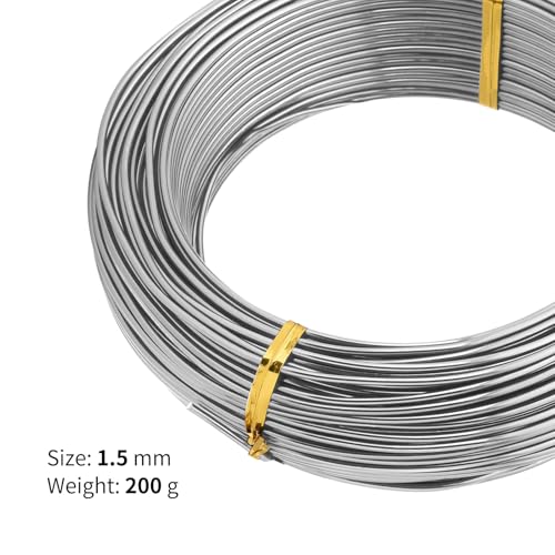 Bonsai Training Aluminum Wire, 1.5mm 16 Gauge Silvery 200g, Bendable Anodized Craft Wire, Flexible Armature Wire for Bonsai Tree Shaping, DIY Handcraft and Model Making(Silvery-1.5) - color: Silver, size: 16 Gauge