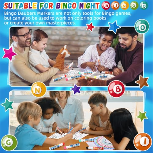 Crtiin 24 Pack 1.28 oz Bingo Daubers Bulk Set, 12 Mixed Colors Dot Markers Paint Daubers, Back to School Gift for Classroom Preschool Bingo Hall Toddler Art Crafts Drawing Activities