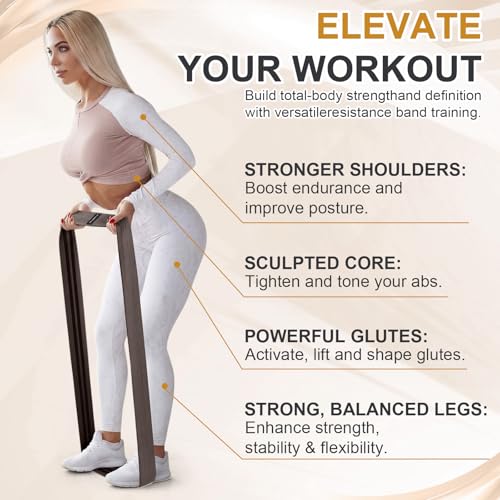 Arrowbash 40" Long Fabric Resistance Band for Working Out Women Men Non-Slip Exercise Stretch Band with Bag for Stretching Exercise, Yoga, Home Fitness - color: Dark Brown, style: 70lbs