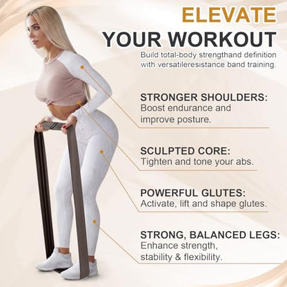 Arrowbash 40" Long Fabric Resistance Band for Working Out Women Men Non-Slip Exercise Stretch Band with Bag for Stretching Exercise, Yoga, Home Fitness - color: Dark Brown, style: 70lbs