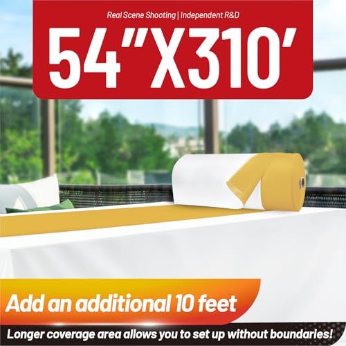 Disposable Tablecloth, 310 Ft X 54 In Plastic Table Cloth Rectangle Table | White Gold Tablecloth Plastic Table Cloth Disposable PEVA Plastic Table Cover with Cutter for Weddings, Parties, Anniversary - color: White and Gold, size: 3720" x 54" (Rectangula