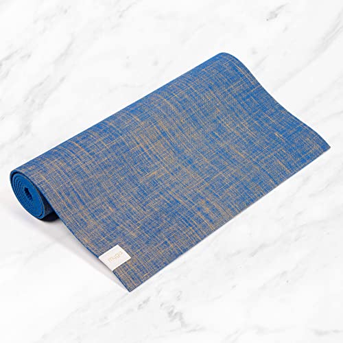 Myga Jute Yoga Mat, High Performance Vegan Floor Exercise Mat, Eco Friendly Biodegradable Yoga Mat with PVC Backing,72" x 24", 0.2" Thickness - color: Blue