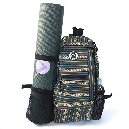 AURORAE Yoga Mat/Gym/Pickleball Cross-body Sling Back Pack. Mat sold separately - color: Green Stripe