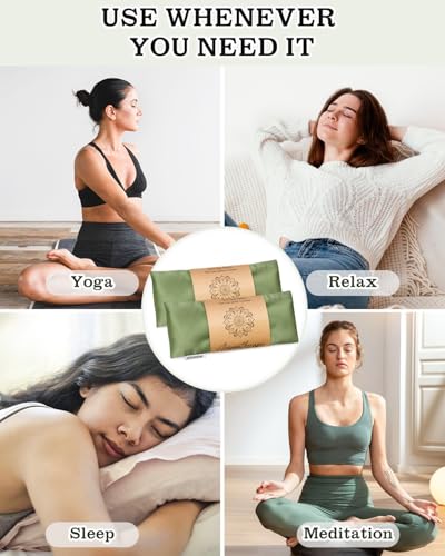Hihealer Lavender Eye Pillow for Sleeping, Weighted Eye Mask for Spa, Yoga - color: Green 2 Pack