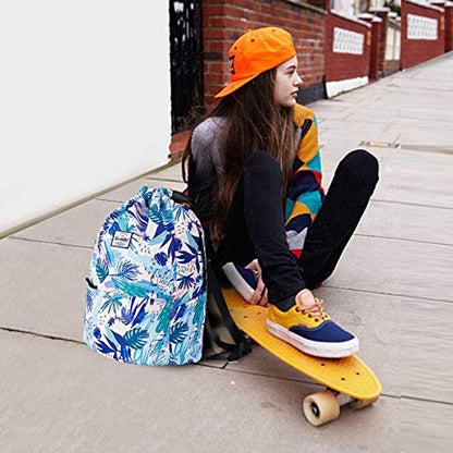 XEYOU Drawstring Backpack Bag Sport Gym Sackpack Beach Cinch Bag | Lightweight Swimming Bag, Water-Resistant Fabric, Travel Daypack for Women and Men - color: Blue Leaves