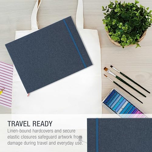 U.S. Art Supply 9" x 12" Watercolor Book (2 Pack, 76 Sheets Each) - 110lb (230 GSM) Linen-Bound Hardcover Artist Paper Pads - Acid-Free Cold-Pressed Watercolor Paper Pad Mixed Media - size: 9-x-12-inch