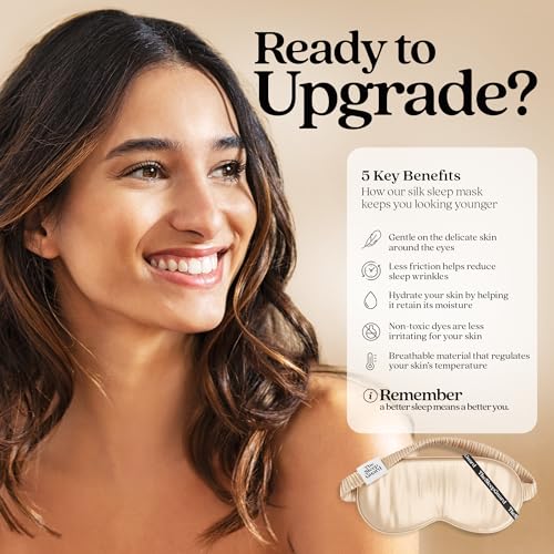 TheSleepGuard Pure Silk Sleep Mask [100% 6A Mulberry Silk, 22 Momme] Light Blocking Travel Essentials. Eye Masks for Sleeping. Black Oeko-Tex Blindfold. Eye Covers for Men & Women - color: Nude Beige