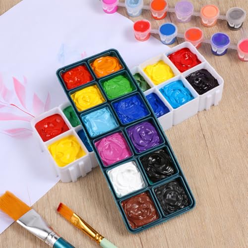 12 Compartments Paint Palette with Lid Plastic Paint Tray Paints Box Airtight Watercolor Palette with Rubber Cover for Watercolors, Gouache, Acrylic and Oil Paints
