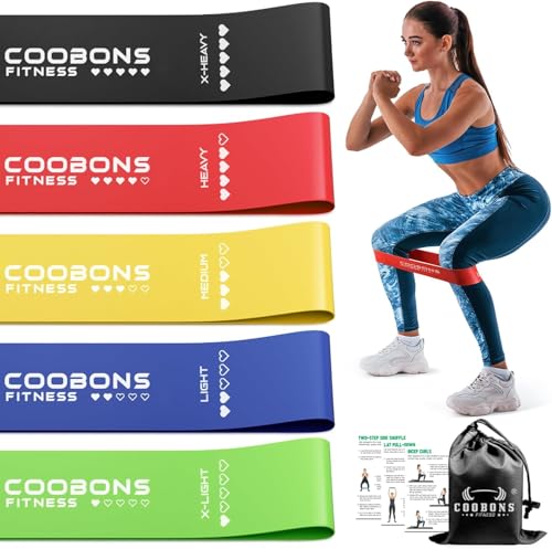 Resistance Bands for Working Out, Exercise Bands Resistance Bands Set with 5 Resistance Levels, Latex Loop Bands for Women Men, Workout Bands for Legs, Glutes, Strength Training, Yoga, Home Gym - color: 10-50LBS Colour