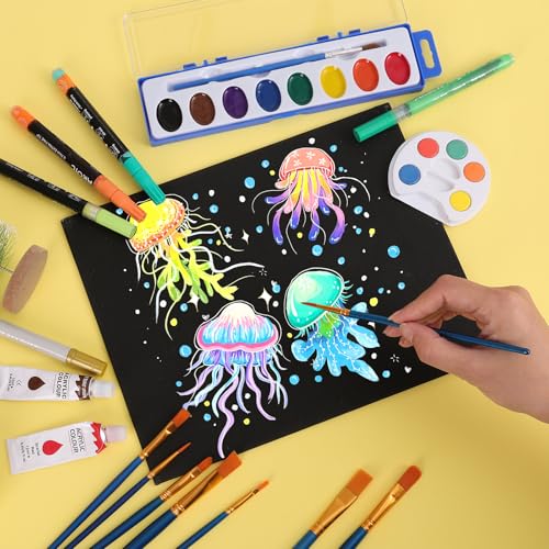 12 Pack Canvas for Painting 8x10 Inch, Black Canvas Boards for Painting Cotton Primed Acid Free Blank Canvas Panels for Oil, Acrylic Paint and Tempera. - size: black canvas 8x10in 12pack