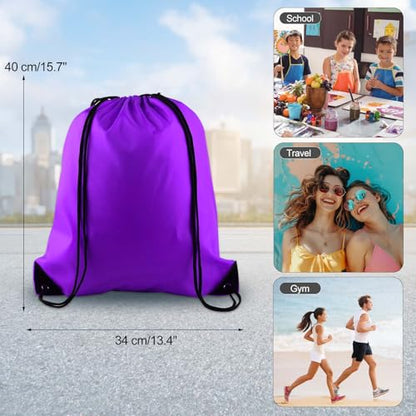 KUUQA 12 Pcs Drawstring Backpack Bags, Purple - color: Purple